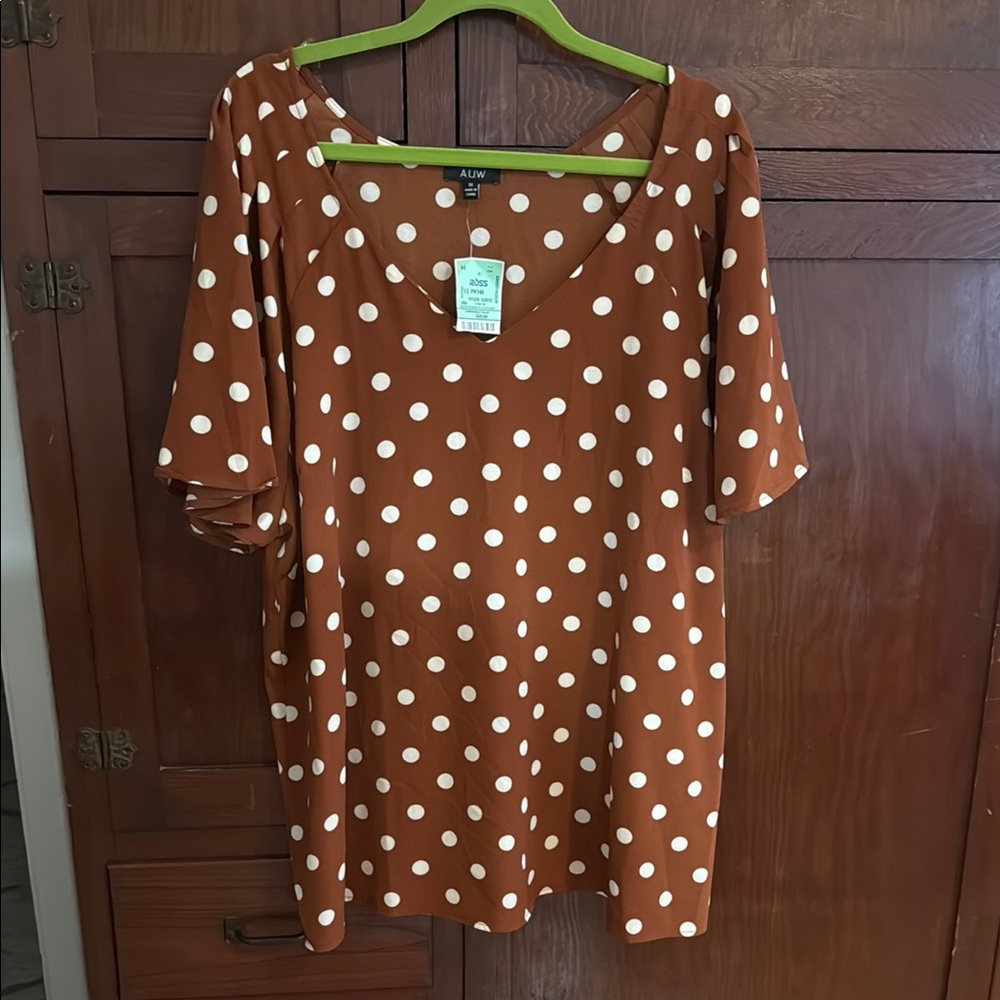 Brown Relaxed Boxy Blouse with 3/4 Sleeves